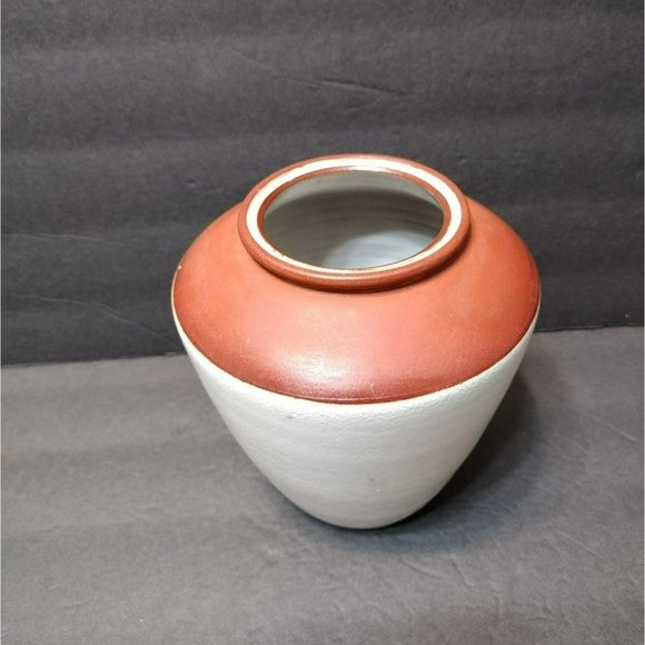 Dutch Holland Jaap Ravelli Pottery Vase, White and Brown Mid Century Art Pottery - Picture 2 of 6